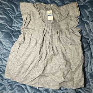 Gray Ruffle Sleeve, Pleated Neiman Marcus Blouse